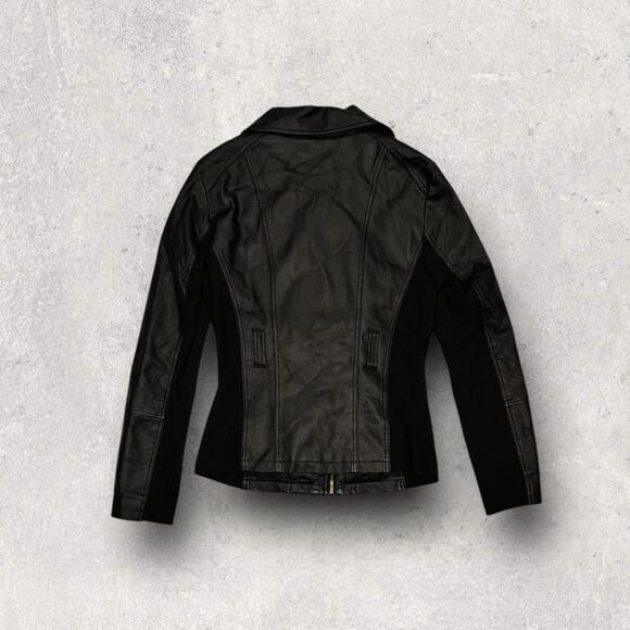 ★ Guess Y2K Quilted Black Slim Fit (Women’s) Faux Leather Jacket ★ - Picture 3 of 6